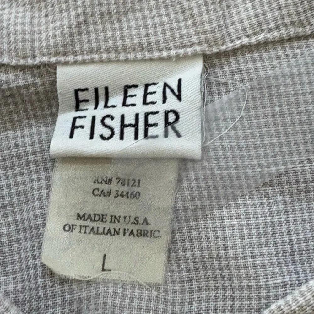 VTG Eileen Fisher Jacket Women L Linen Blend Tan Check Lightweight Boxy Coat - Picture 3 of 11